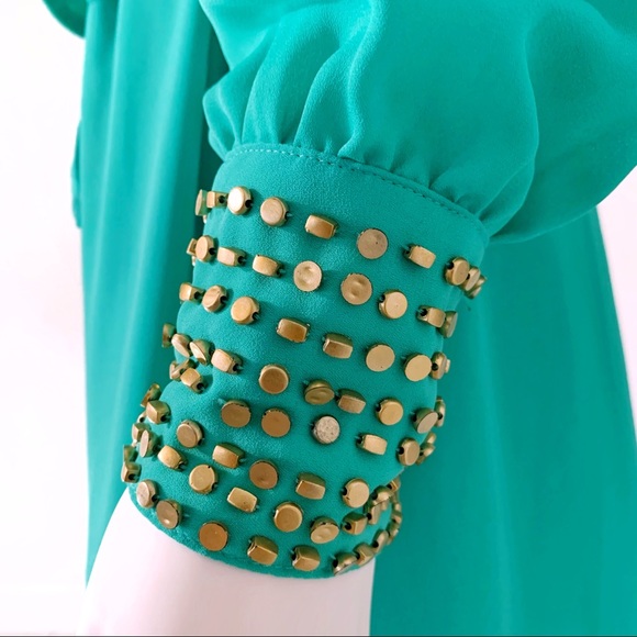 Arden B. Teal Dress w/ Triangle Cutout on Back - Picture 7 of 16